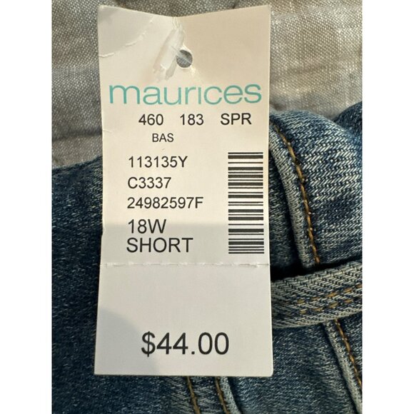 Maurices Mid Rise Jeggings 18W SHORT Distressed Denim Jeans Blue Stretch - Picture 5 of 6